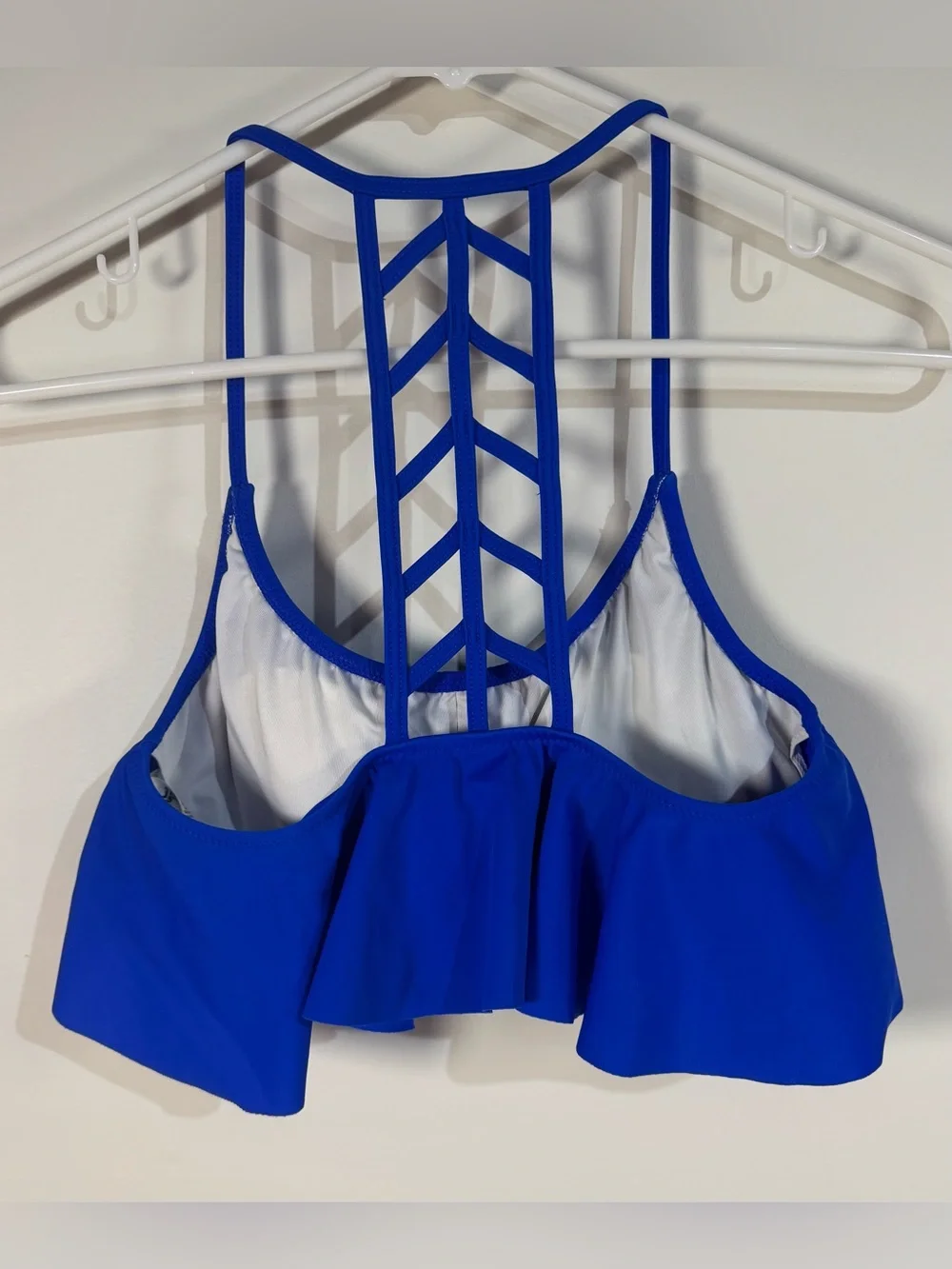 PINK Victoria's Secret Royal Blue Bikini‎ swim Top ruffle small
